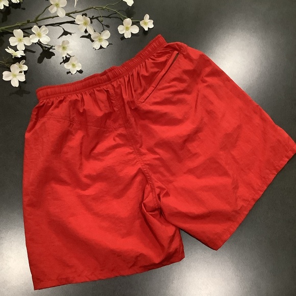 Speedo Paneled Red & Tan Logo Swim Trunks Paneled NWOT Yoked Back - Picture 5 of 12